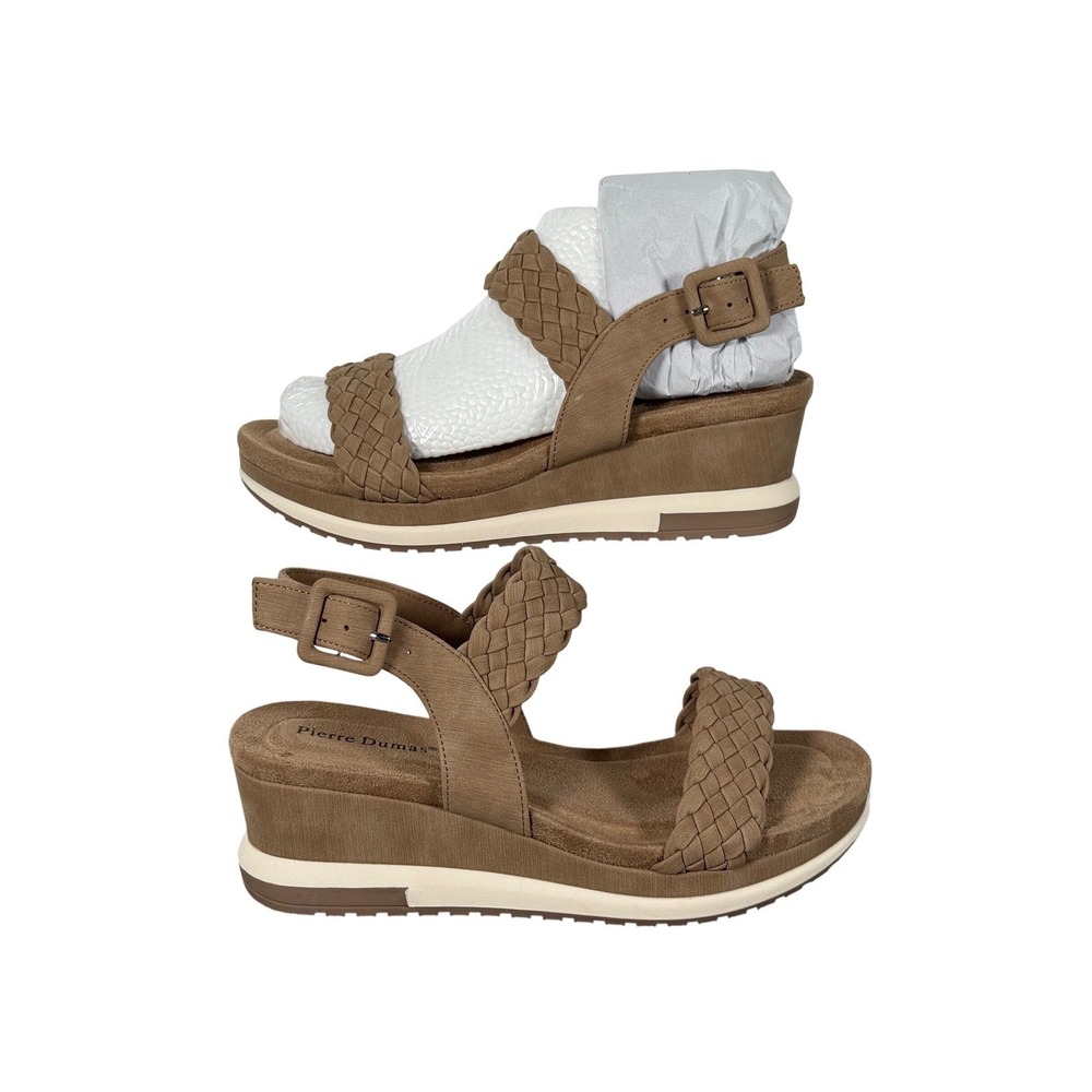 Pierre Dumas Lyra-6 Womens Taupe Braided Strap Wedge Platform Sandals Size 9 M